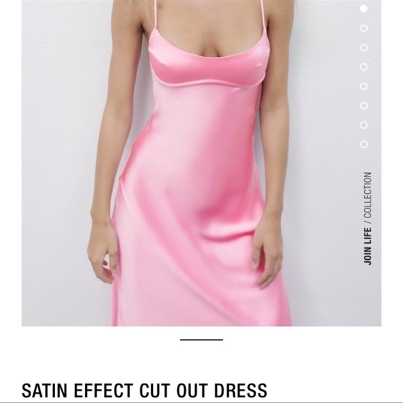 Zara Satin Effect Cut out Dress Pink NWT - Picture 6 of 9
